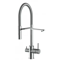 3 Wege Wasserhahn Küchenarmatur, FL, mit 360° schwenkbarem Auslauf, abnehmbare 2 strahl Handbrause, Verchromt