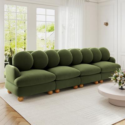Loedds 123-Inch 4-Seat Chenille Modular Sectional Sofa with Lumbar Pillows & Deep Seats