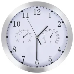 Décoshop26 - Quarz-Wanduhr mit Hygrometer und Thermometer 30 cm weiß DEC022254 DEC022254