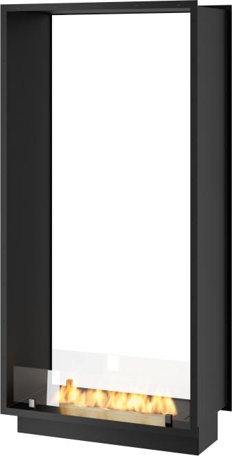 Bioethanol-Kamin 2Side 1400 Slim Vert Einbau mit zwei Fronten - Mattschwarz, mit Glas, 1,2L Brenner, Modernes Design