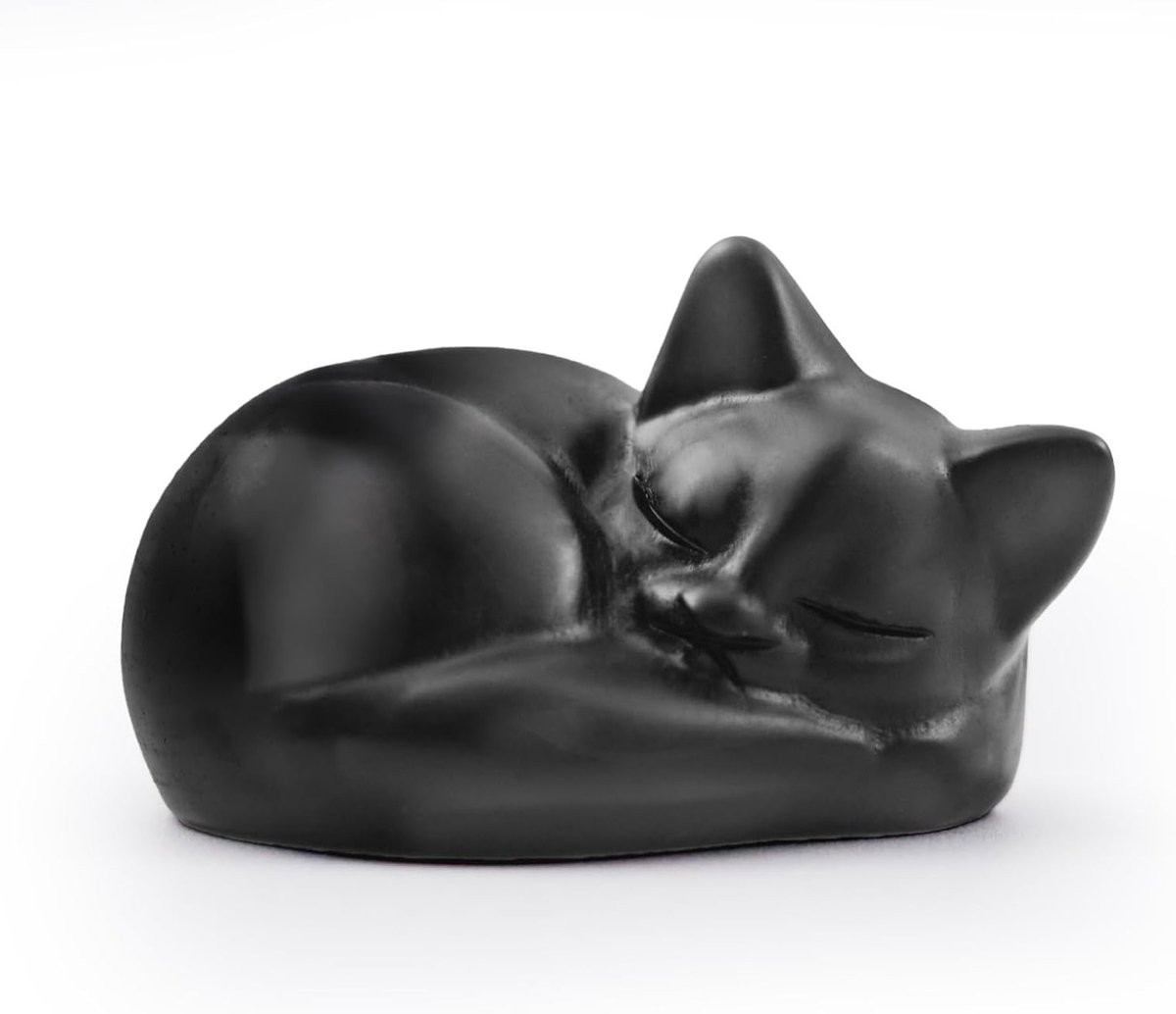 Obsidiaan Kat Beeldje Zwart - Natuurlijk Kristal Decoratie - 3.8 x 3.2 cm