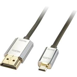 LINDY HDMI Anschlusskabel HDMI-Micro-D Stecker, HDMI-A Stecker 3.00 m Schwarz 41678 4K UHD HDMI-Kabel