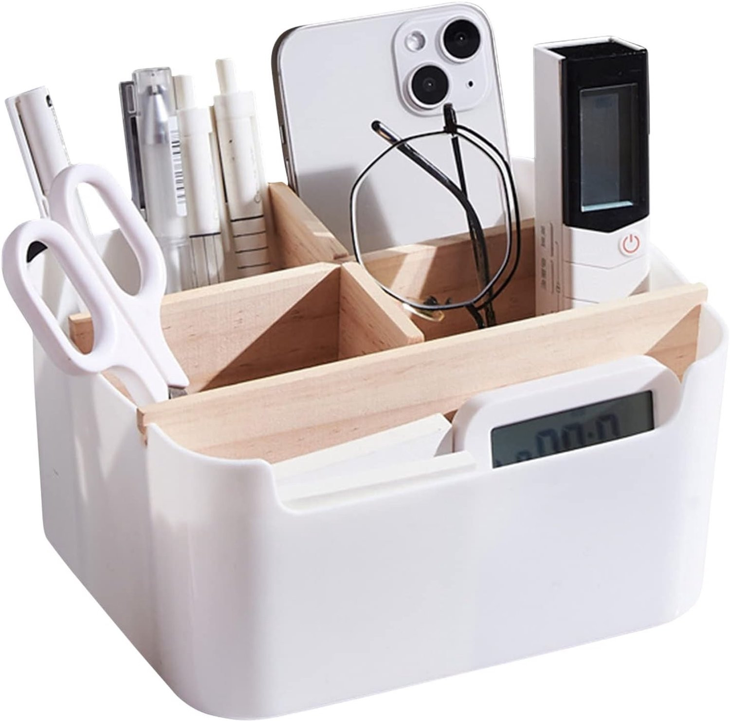 Houten Bureau Organizer van Bamboe, Multifunctionele Opbergdoos voor Kantoorbenodigdheden en Accessoires
