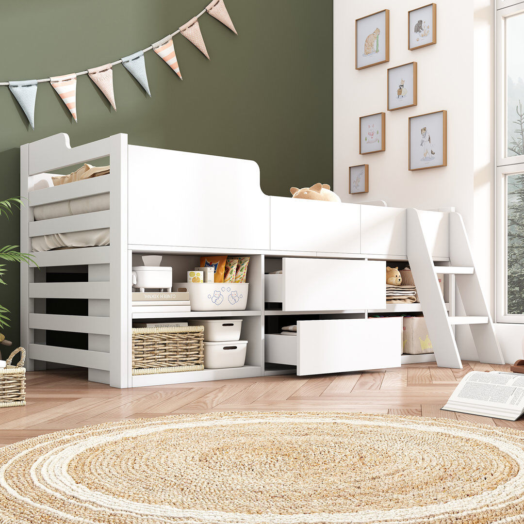 Brayden Studio Single (3') Mid Sleepers WITH DRAWERS BLACK White