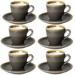 Gastronoble Olympia Kiln Espressotassen + Untertassen Rauch | 8,5cl | Porzellan | 6 Sets