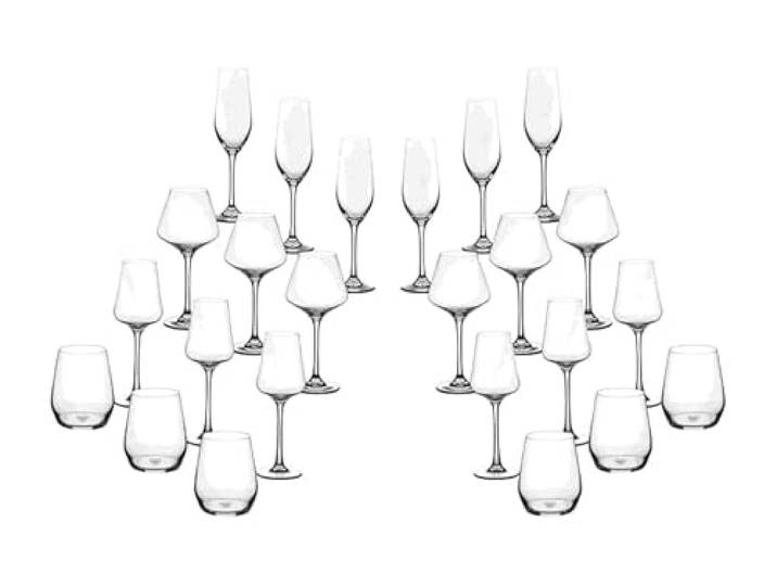 LAGOM BJORN Gläser-Set 24-teilig – Elegantes geschirrset aus bleifreiem Kristallin, Wasser-, Sekt- und Weingläser für stilvolles geschirr
