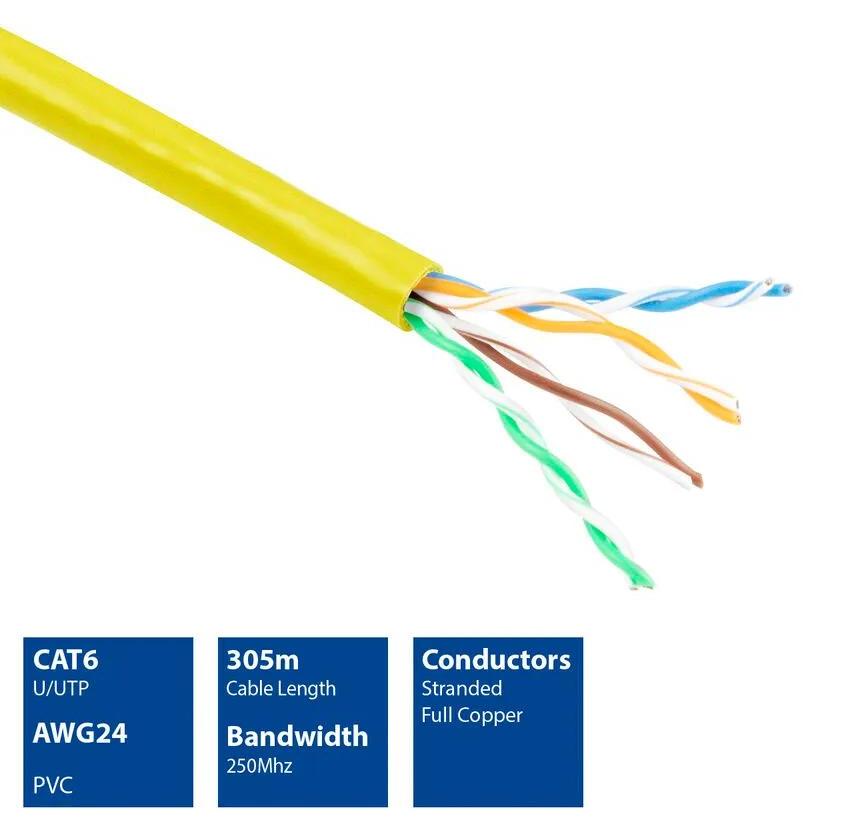 ACT 305m Cat6 Cable, 305 m, Cat6, Gelb