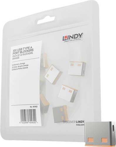 LINDY USB-A Port Schloss USB-Lock 10er Set Orange ohne Schlüssel 40463