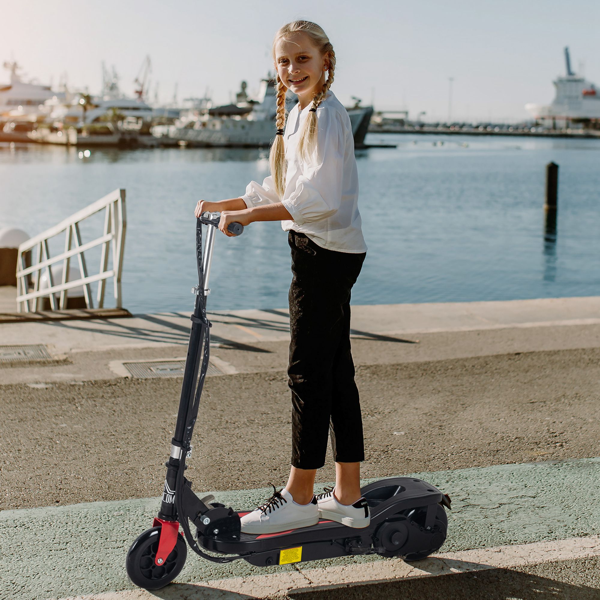 Homcom Monopattino Elettrico Pieghevole Altezza Regolabile 82-93cm con Freno Velocità 12km/h, Nero