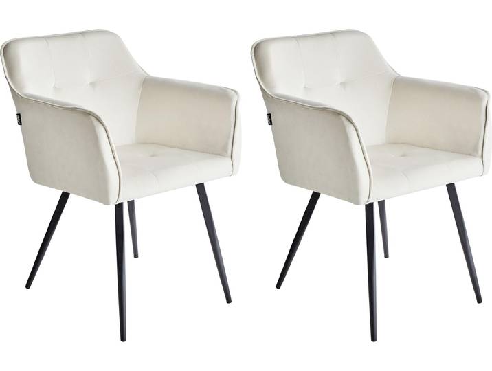 BELIANI Esszimmerstuhl 2er Set Hellbeige Samtstoff mit Schwarzen Metallbeinen Glamourös Modern Wohnzimmer Essbereich Flur Diele Ausstattung Möbel