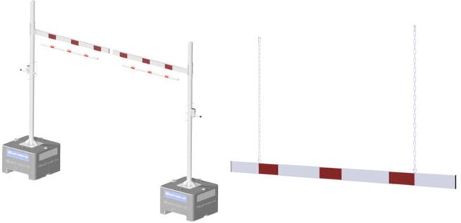 Set Schake Höhenbegrenzer Mobil + Schake Barriere aus Aluminiumprofil + Dreikantschlüssel M 12