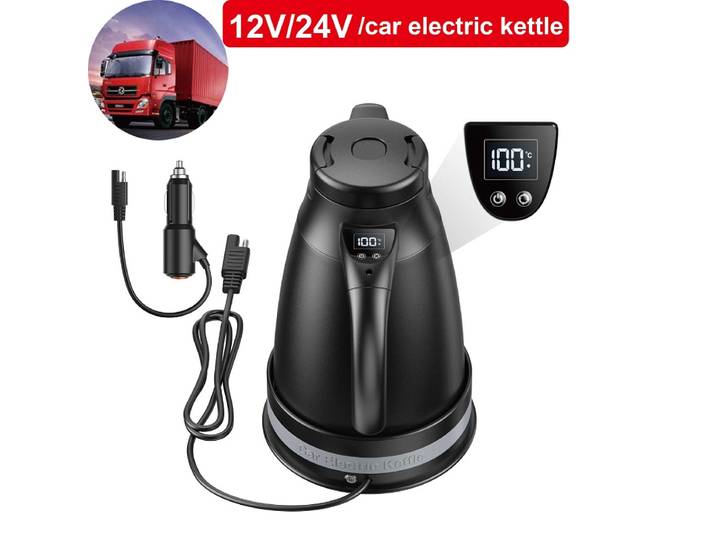 Bouilloire universelle intelligente pour voiture, 12V/24V, eau bouillante rapide, bouilloire électrique Portable, tasse d'eau chaude isolée, mise hors tension automatique, 1,2 l