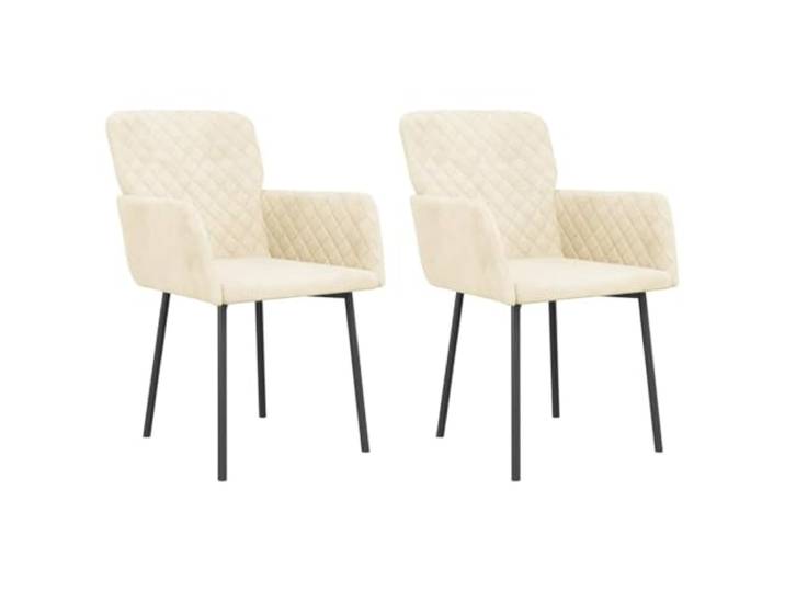 Fisinber Esszimmerstühle 2er Set, Gepolsterte Küchenstühle Creme Samt Weiche Polsterung mit bequemen Armlehnen, stilvoll für Wohnzimmer und Küche, stabiles Gestell belastbar bis 110 kg.