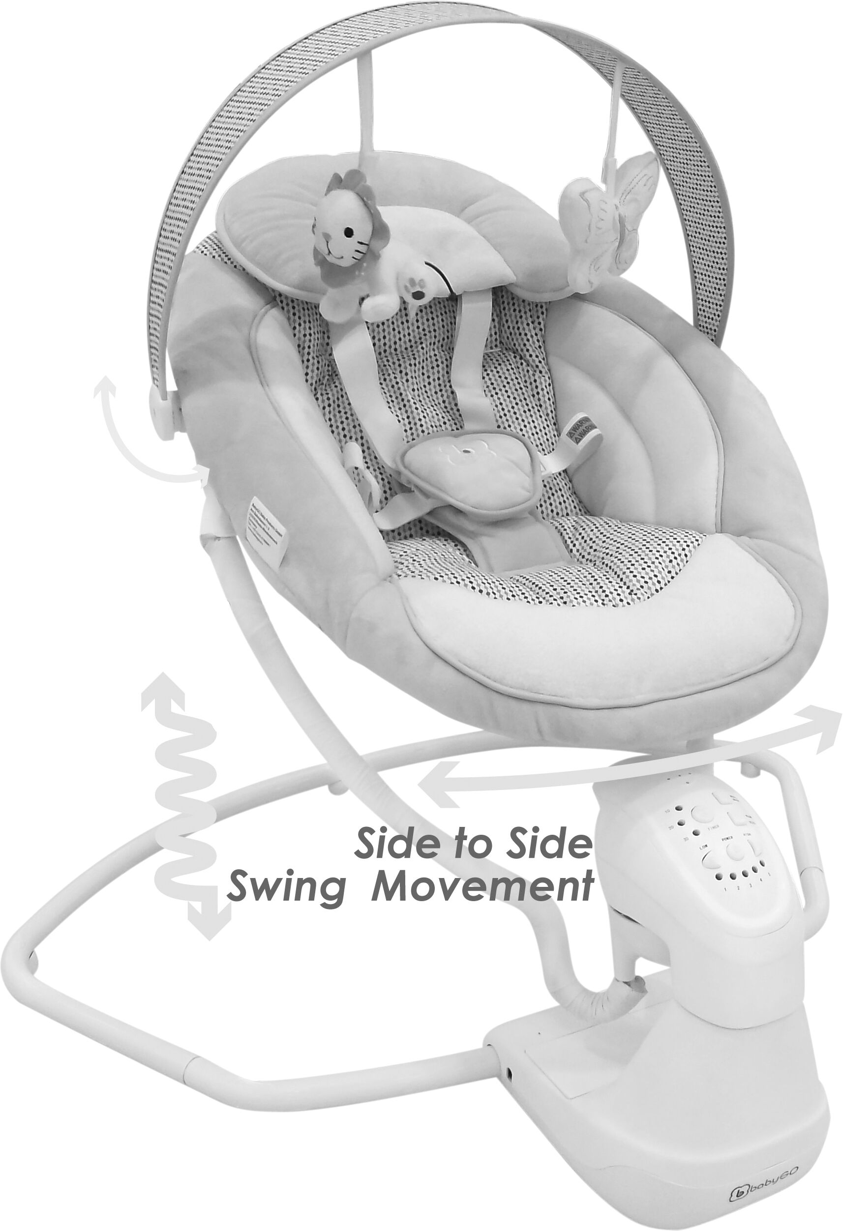 Babywippe BABYGO "Cuddly, grey", Baby, grau, Babywippen Babywippe, elektrisch, mit Sound