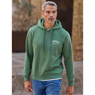 Hoodie LERROS "Sweatshirt Hoodie mit Kapuze mit Tunnelzug", Herren, Gr. S, grün (schwarz sage grün), 50% Baumwolle, 50% Polyester, Sweatshirts Hoodie, Weiches Baumwoll-Mischgewebe für hohen Tragekomfort