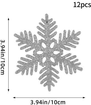 Multicon Wholesale Hub Christmas Tree Hollow Snowflake, Pink Glitter, Plastic Decorations, Pendants, New Year Party Festival Supplies silver B Style 12pcs