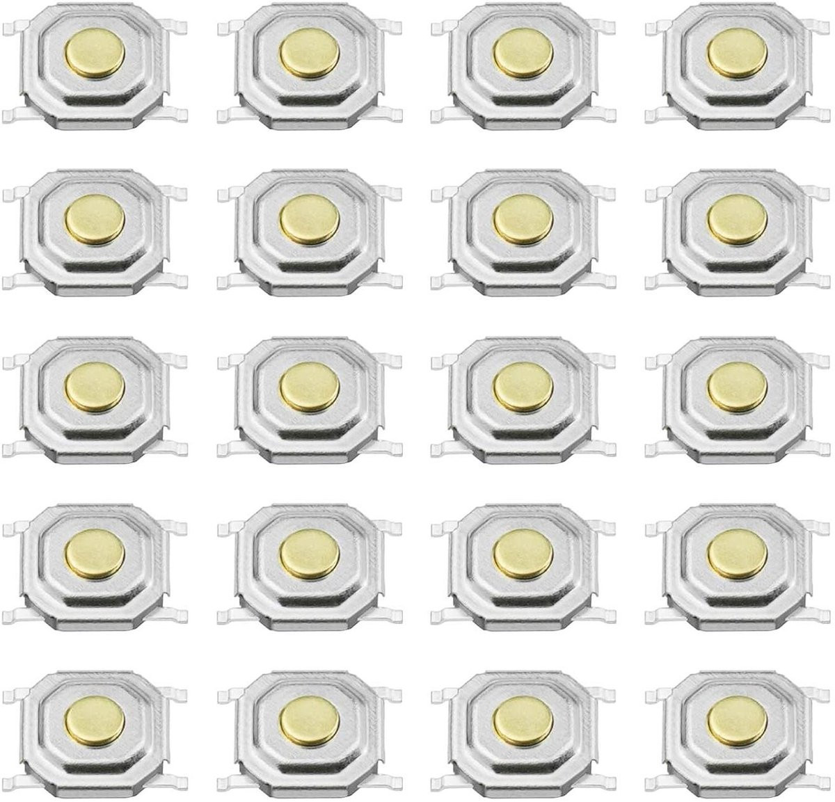 Set van 20 metalen mini drukknop schakelaars van 5,2 mm voor reparatie van elektronische apparaten