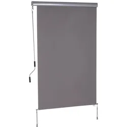 Outsunny Senkrechtmarkise Balkonmarkise Sichtschutz mit Handkurbel Polyester+Aluminium Grau 120 x 200 cm