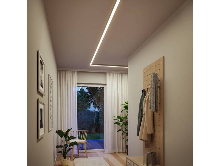 Paulmann Lichtleiste Linion, chrom, 1 m Master Trafo ein/aus Linion, alu / grau / zink, für Wohn- / Esszimmer, Aluminium, Modern