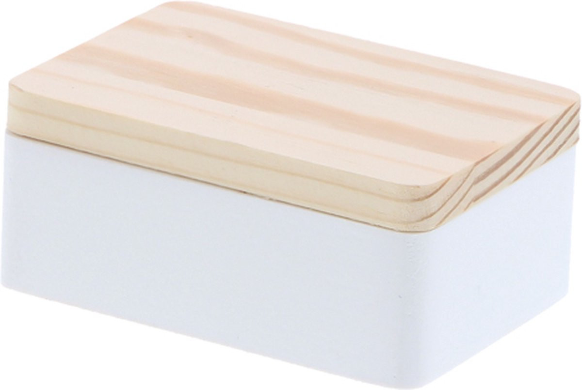 Set van 24 witte houten rechthoekige doosjes, Breedte: 7 cm, Hoogte: 7 cm