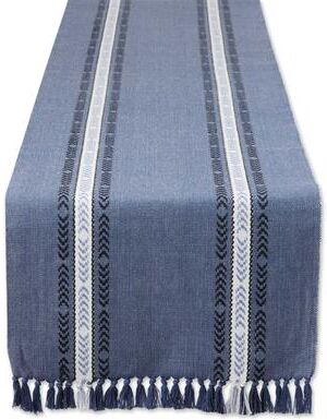 DII Dobby Striped Fringe Ribbed Table Runner