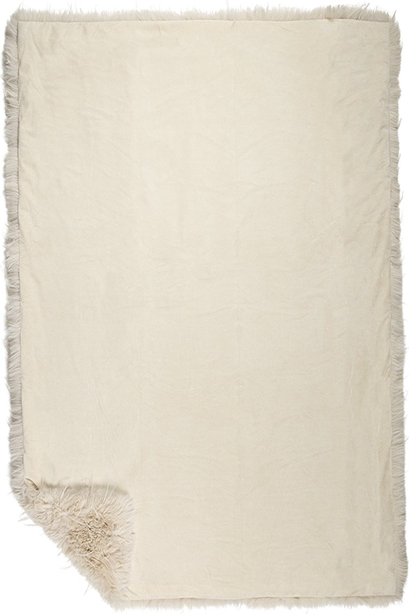 Beige plaid teddy langhaar deken 130 x 170 cm