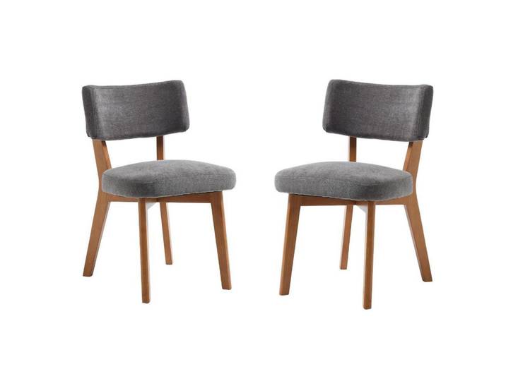 Lvhom Stühle 2er-Set Esszimmerstuhl,Massivholz,Leinenstoff,Grau, 47x77x54.5 cm, Esszimmer, Stühle