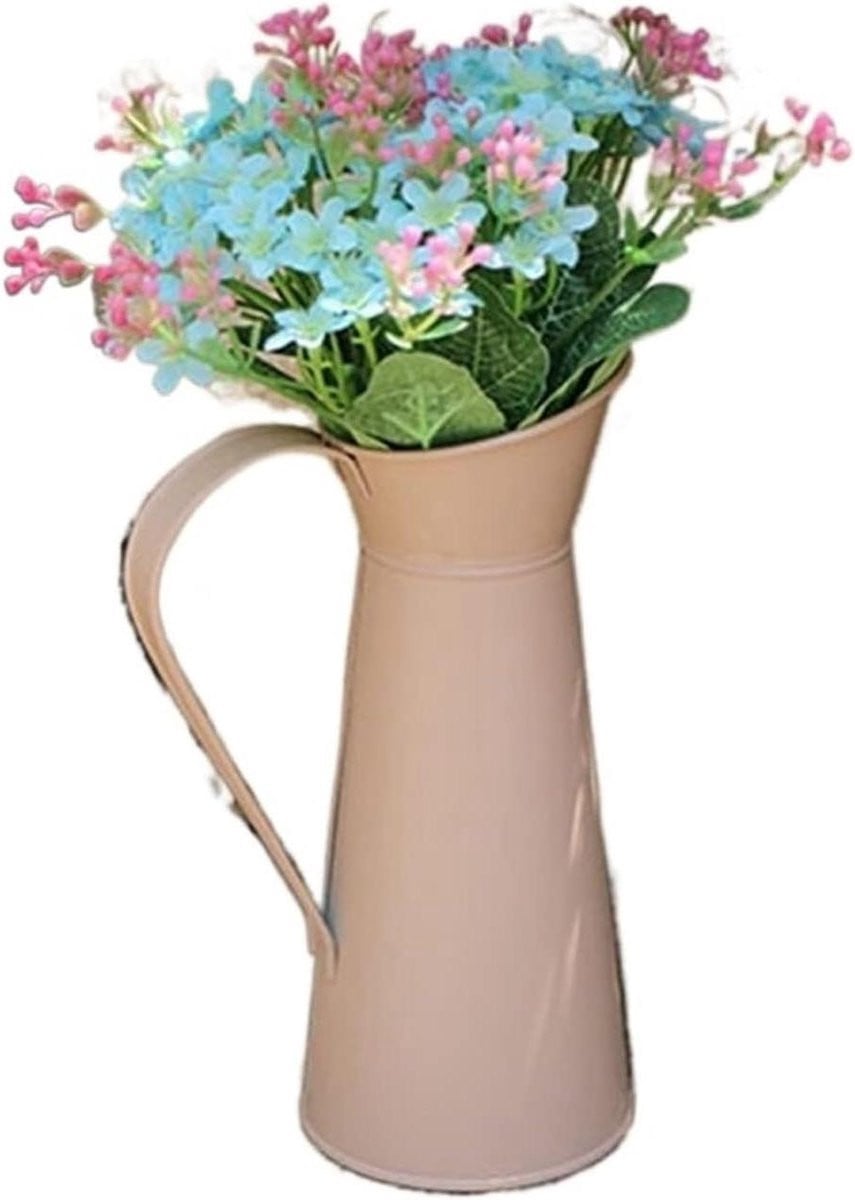 Decoratieve Kruik Vaas in Metaal met Koffiepot Vorm en Vintage Kleur, Hoogte: 20 cm