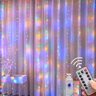 Inspire Curations 3M Waterfall Fairy Garland Lights multicolor Light 3mx3m 300led
