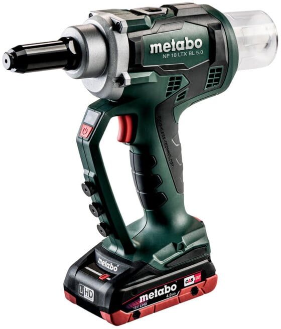 Pistolet à riveter sans fil NP 18 LTX BL 5.0 metabo, MetaLoc, 18V 2x4Ah LiHD + ASC 55 (619002800)