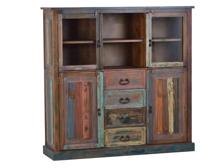 Highboard Cancun Massivholz Pinie Shabby Chic Mexiko Möbel Mexikanisch