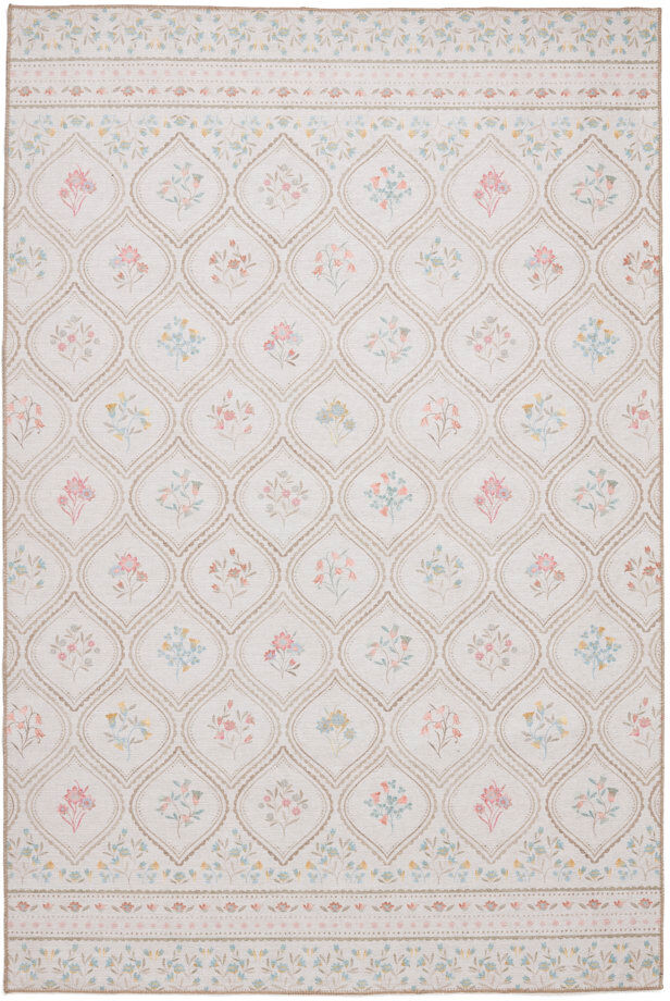 Catherine Lansfield Floral Digitally Printed 122cm X 170cm Area Rug Cream Rectangle 122 x 170 cm