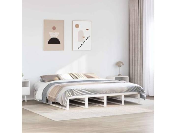 KTHLBRH Bett weiß 180 x 200 cm Massivholz Kiefer Stabile Struktur, Lattenrost im Lieferumfang enthalten, Matratze nicht im Lieferumfang enthalten, Montage erforderlich