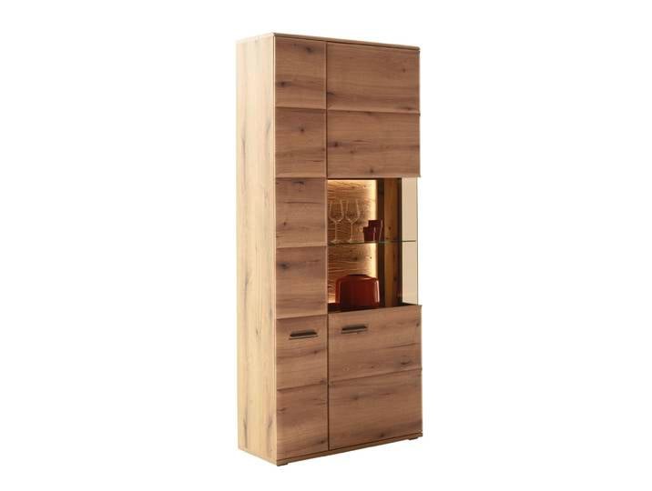 Kombi-Vitrine Naxos , Eiche Evoke , mit LED Bandbeleuchtung