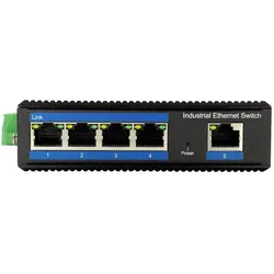LogiLink Industrial Fast Ethernet Switch, 5-Port, Unmanaged (5 Ports), Netzwerk Switch, Schwarz