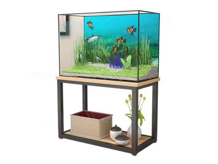 Aquarium-Ständer, rutschfester Terrarium-Tankhalter, Metall, Reptilien-Tankständer, doppellagiges Aufbewahrungsregal, Verwendung für Zuhause, Schlafzimmer, Eckbüro, Tank nicht im Lieferumfang