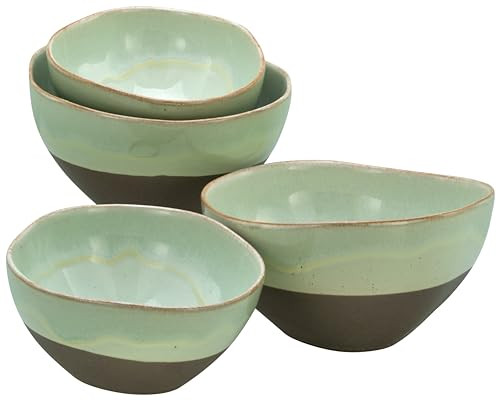 Creatable Basalt Bowls 4-delige serveerschaal set van aardewerk, groen, 900 ml + 450 ml
