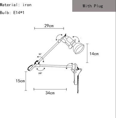 Inspire Curations American Chrome E14 Wall Sconce e with Plug warm Light
