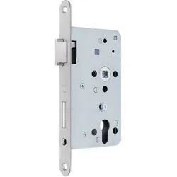 BKS, Türschloss + Schliesszylinder, Panik-Einsteckschloss 1201 Panik-Funktion D abgerundet 20/65/72/9 mm DIN links Edelstahl (Profilzylinder)
