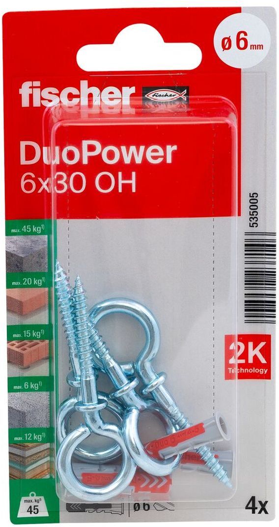 fischerwerke fischer Allzweckdübel DuoPower 6 x 30 OH, 4 Stück