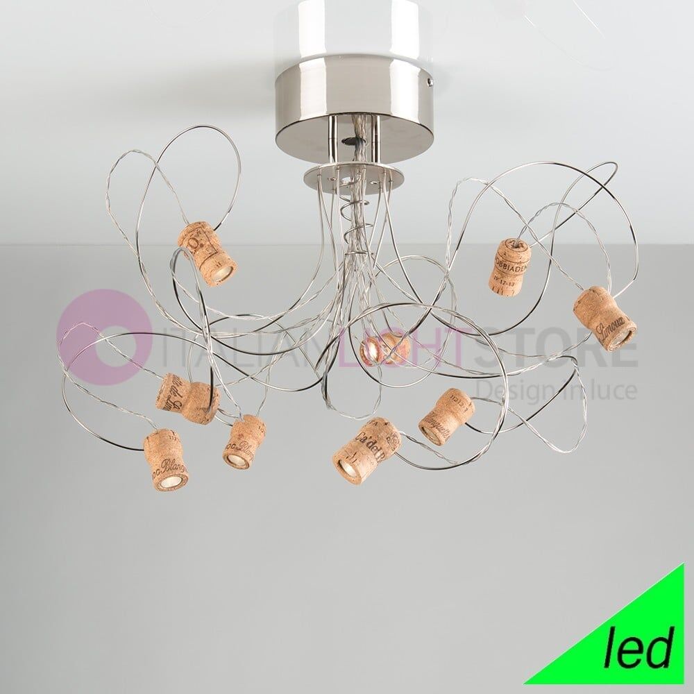 Wineled Plafoniera 9 Luci Led Metallo Flessibile Con Tappi Di Sughero - Nichel
