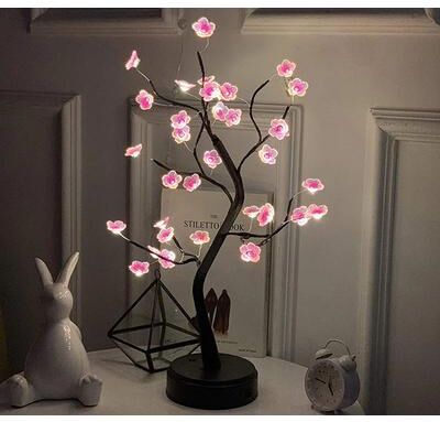 Uplifted Goods Elegant LED Bonsai Cherry Blossom Lamp For Home Decor plum Blossom
