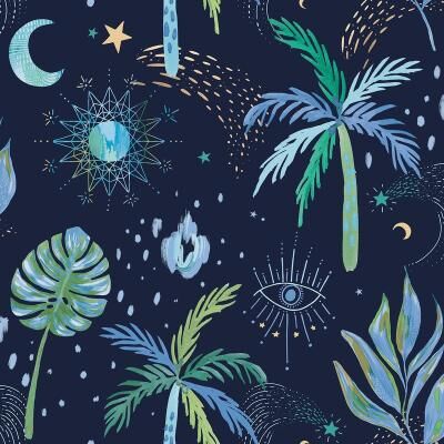 EttaVee Nuit Tropicale Peel and Stick Wallpaper