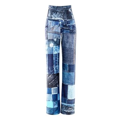Culotte WINSHAPE "Functional Comfort Culottes CUL101C", Damen, Gr. M, Normalgrößen, blau (patchwork blau), 85% Polyester, 15% Elasthan, Hosen Culotte, mit Patchwork-Print