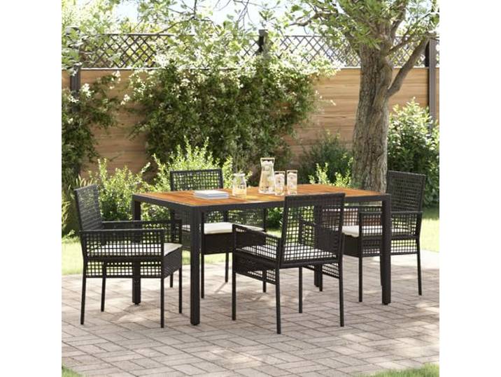 HEFZGDB Rechteckiges Outdoor Esszimmer Set mit 4 Stühlen, UV-beständigem Metall und Schachbrettmuster für Balkon und Garten