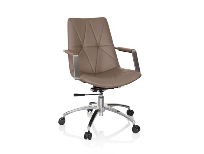 hjh OFFICE 670982 Drehstuhl SARANTO II PU Taupe Sessel im Retro-Look mit Rollen, höhenverstellbar, Kunstlederbezug