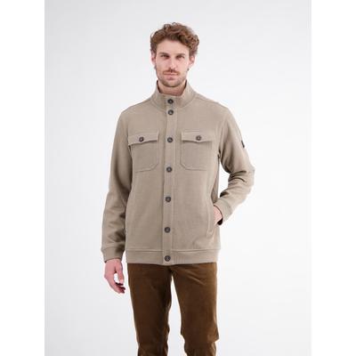 Kurzjacke LERROS "Maskulines Overshirt aus bequemem Baumwollmischgewebe", Herren, Gr. L, beige (gravel beige), 90% Baumwolle, 10% Polyester, Jacken Kurzjacke