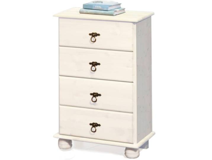 Commode avec 4 tiroirs laque en pin blanche