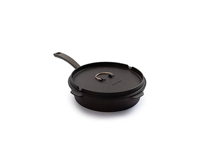 Barebones All-In-One Cast Iron Skillet - 10-Zoll Pfanne mit Gusseisen-Deckel im Dutch-Oven-Stil - Camping-Kochgeschirr-Set