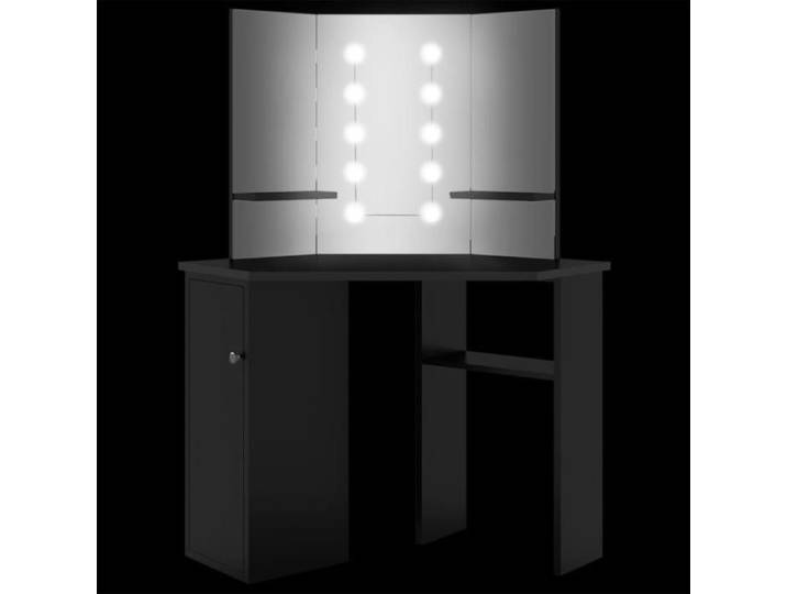Remise 2026®Cabinet de chambre Noir - Coiffeuse d'angle avec LED - Noir - 111x54x141 5cm 205 2935243